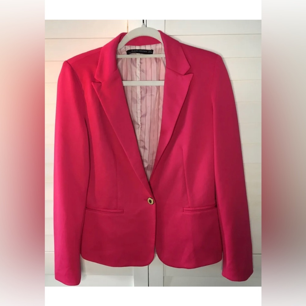 Bright Pink Zara Tailored Blazer-Medium